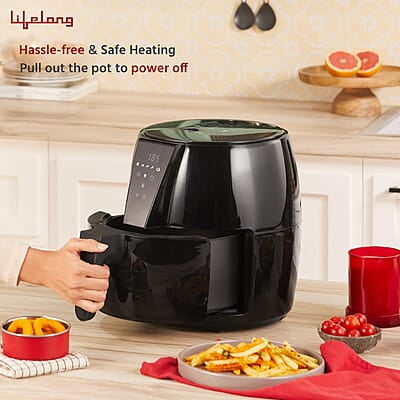 Lifelong Air Fryer  1 Year Warranty 1350W, 4.2L, Air Fryer for Home, Digital Air-Fryer with 6 Presets