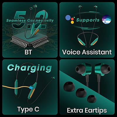 ZEBRONICS DC Aquaman Edition Yoga N3 with 46 Hours Backup, Bluetooth v5.2 Wireless in Ear Neckband, ENC Calling, Gaming Mode (Upto 50ms), Voice Assistant, Dual Pairing, Splash Proof and Type C