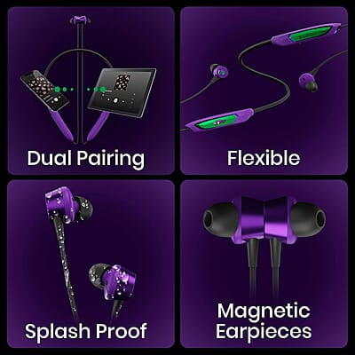 ZEBRONICS DC JOKER edition YOGA N3 with 46 Hours backup, Bluetooth v5.2 Wireless Neckband, ENC Calling, Gaming mode (Upto 50ms), Voice assistant, Dual pairing, Splash proof and Type C