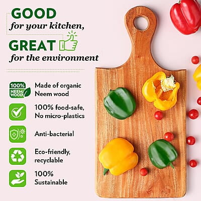 Borosil Dice Organic Neem Wood 17 mm Chopping Board | Eco Friendly, Anti-Microbial | for Chopping, Cutting, Dicing & Serving Vegetable & Fruits | Brown Borosil Dice Organic Neem Wood 17 mm Chopping Board | Eco Friendly, Anti-Microbial | for Chopping, Cutting, Dicing & Serving Vegetable & Fruits | Brown