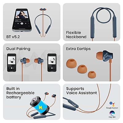 ZEBRONICS Jumbo LITE with 70 Hours Backup, Bluetooth v5.2 Wireless In ear Neckband, Fast Charging, ENC Calling, Gaming Mode (Upto 50ms), Voice Assistant, Dual Pairing, Splash Proof, and Type C