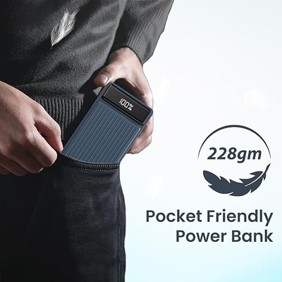 Portronics Luxcell B 10K 10000 mAh 22.5W Fast Charging Power Bank, Ultra Slim Power Bank with Mach USB-A Output, Type C PD Output, Type C Input, Wake Up Button Portronics Luxcell B 10K 10000 mAh 22.5W Fast Charging Power Bank, Ultra Slim Power Bank with Mach USB-A Output, Type C PD Output, Type C Input, Wake Up Button