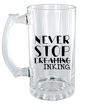 Sublimation Printed Clear Beer Mug With Never Stop Dreaming in King Clear Beer Mug(Glass, Clear) Sublimation Printed Clear Beer Mug With Never Stop Dreaming in King Clear Beer Mug(Glass, Clear)