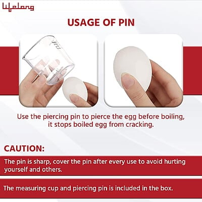 Lifelong 2-in1 Egg Boiler and Poacher 500-Watt Boil 8 eggs, Poach 4 eggs, Easy to clean 3 Boiling Modes