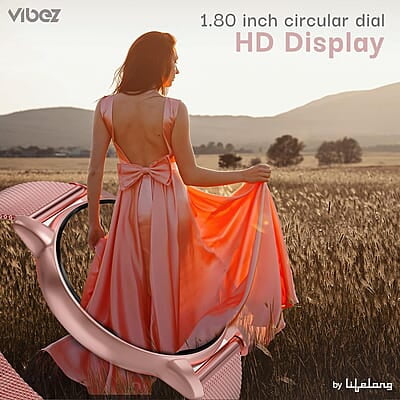 Vibez by Lifelong Luxury Smart Watch for Women - Emerald Rose Gold Smartwatch with Metal Strap, 1.39 Inch HD Display, IP67, Bluetooth Calling, 100+ Watch Faces, Health Tracker & Sports Modes