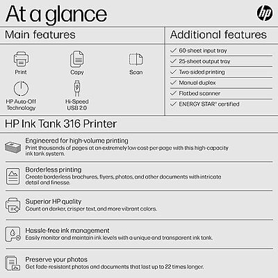 HP Ink Tank 316 AiO Printer