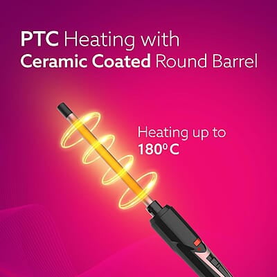 AGARO Round Chopstick Curler, With 10 MM Barrel, Rod, Tong, Chopstick Round Hair Curler, Ceramic Coated Plates