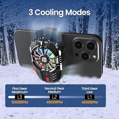 Portronics Coolpluse Instant Mobile Cooler With Radiator Cooling Technology, 3 Cooling Mode, Temperature Display, RGB LED Light, Gaming Fan, Refrigeration Chip, Compatible With Android & iphone(Black) Portronics Coolpluse Instant Mobile Cooler With Radiator Cooling Technology, 3 Cooling Mode, Temperature Display, RGB LED Light, Gaming Fan, Refrigeration Chip, Compatible With Android & iphone(Black)