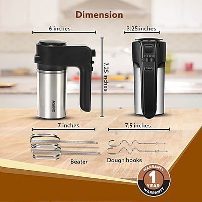 AGARO Elegant Hand Mixer, 300 Watts, Stainless Steel, 6 Interchangeable Speed Settings AGARO Elegant Hand Mixer, 300 Watts, Stainless Steel, 6 Interchangeable Speed Settings