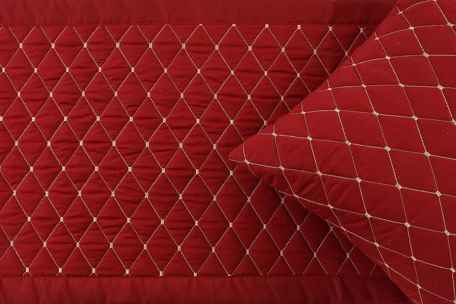 Bed Runner with Cushion Cover - Maroon (Regular) Bed Runner with Cushion Cover - Maroon (Regular)