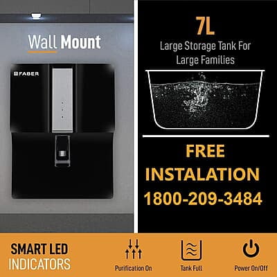 Faber Galaxy Pro Plus RO+UV+ MAT,7 Liters, 7 Stage Mineral Water Purifier with Upto 2500 TDS, Black