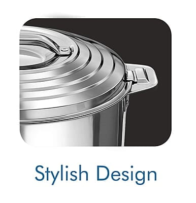 MILTON Galaxia 7500 Double Walled Stainless Steel Casserole, 6.2 litres, Silver