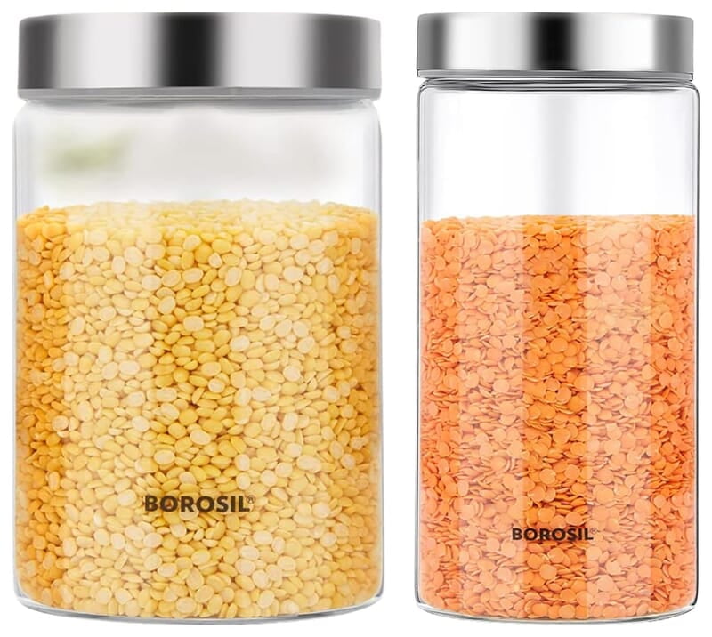 BOROSIL SQUARE DISHWITH GREEN LID-2.2L