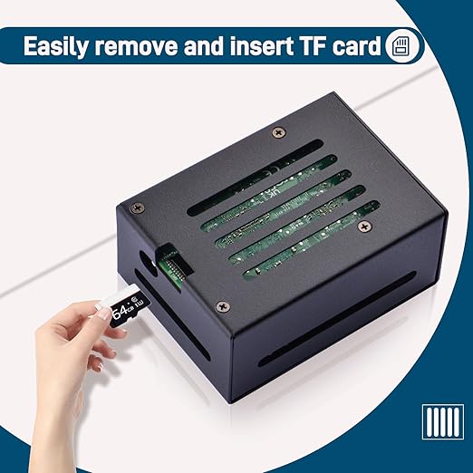 52Pi Raspberry Pi 5 Aluminum Black Case with Built-in Heat Dissipation Column and Heatsinks