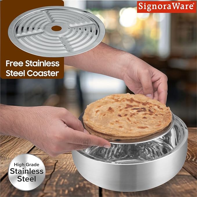 Signora ware  Roti Server  Casserole With Steel Lid & Glass Lid 1500 ML