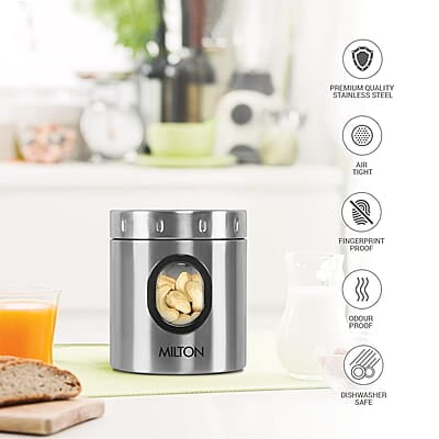 MILTON Steel Crispy 350 Storage Jar, 400 ml Light Weight Odour Proof  Dishwasher Safe