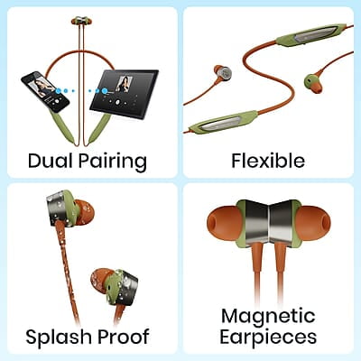 ZEBRONICS Yoga N3 with 46 Hours Backup,Bluetooth V5.2 Wireless Neckband,Enc Calling,Gaming Mode (Upto 50Ms),Voice Assistant,Dual Pairing,Splash Proof&Type C in-ear