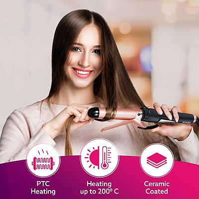 AGARO HC6001 Hair Curler with 25MM Barrel, Rod, Tong, Tourmaline Infused Ceramic Coated Plates