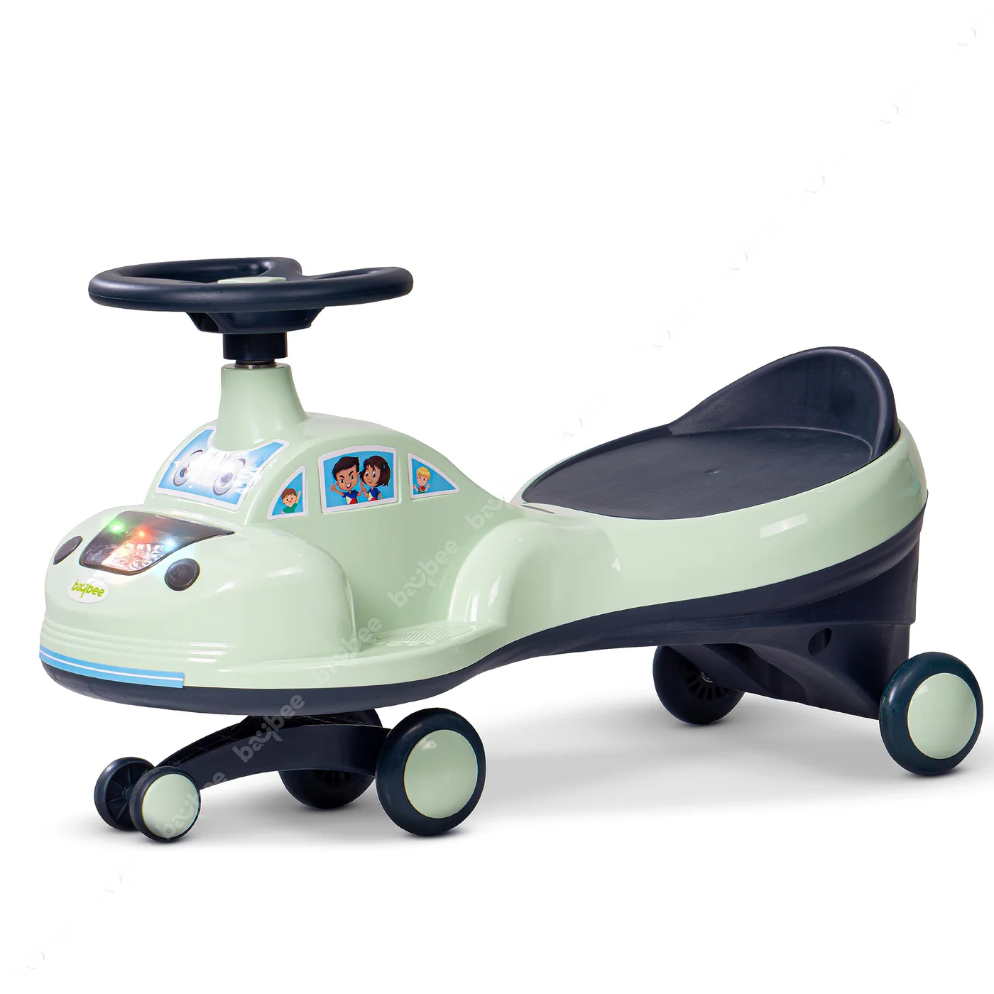 BAYBEE Baybee Flare Kids Ride on Magic Swing Cars with Flashing LED Lights Music & PP Wheels - Green