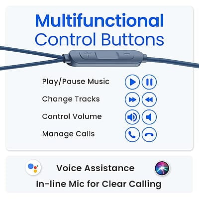 Ambrane Type C Wired Earphones with in-line Mic for Clear Calling, 1.2M Cable, 10mm Dynamic Drivers for BoostedBass, Control Buttons for iPhone 15, Samsung & Type C Devices Stringz 04