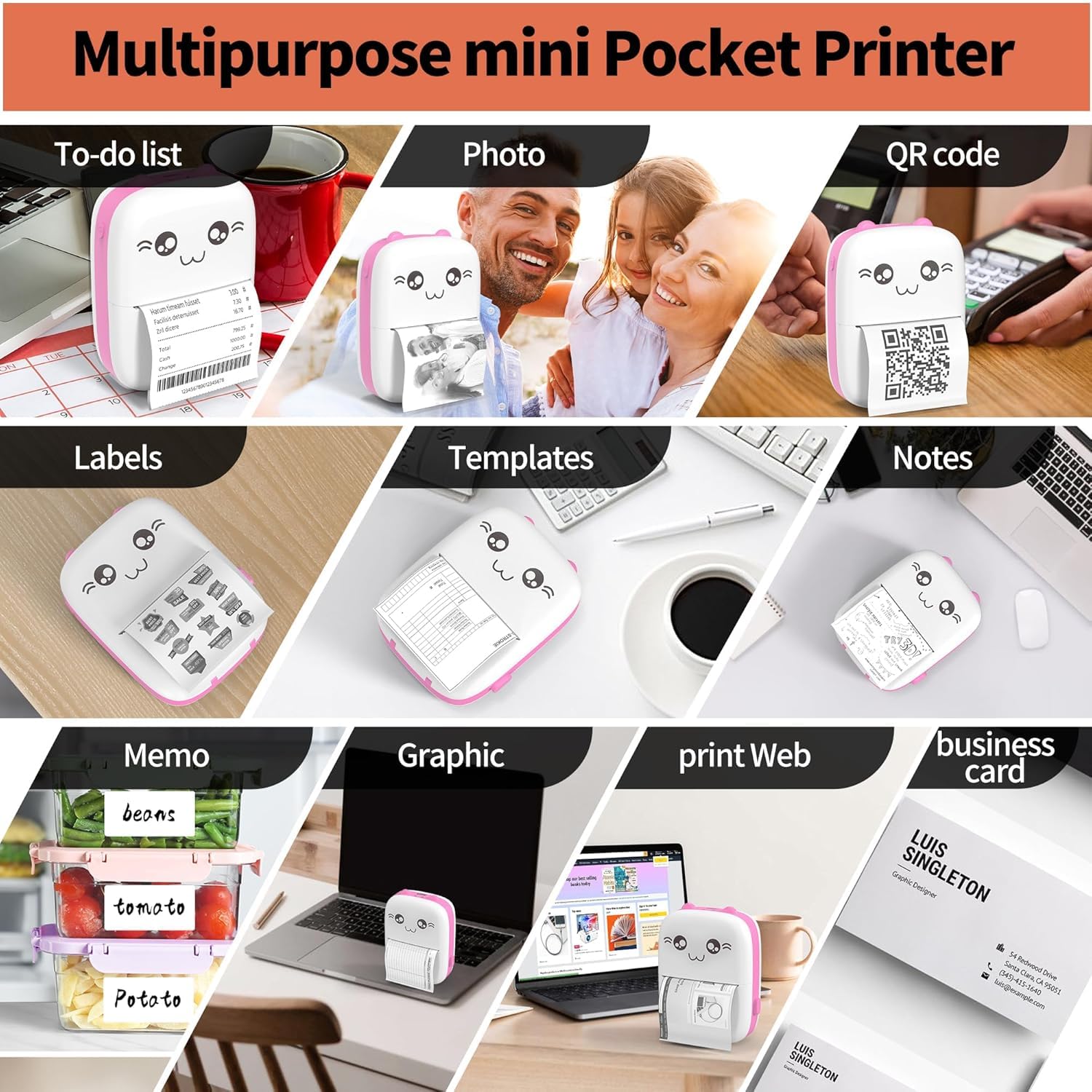 Mini Pocket Printer, Gifts for Kids, Portable Thermal Printer Mini Pocket Printer, Gifts for Kids, Portable Thermal Printer