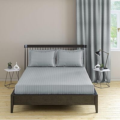 Pillow Cover Framed Glace Cotton 300 TC - Striped - Silver