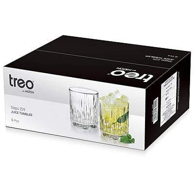 Treo by Milton Steps 225 Juice Glass Tumbler, Set of 6, 230 ml Each, Transparent