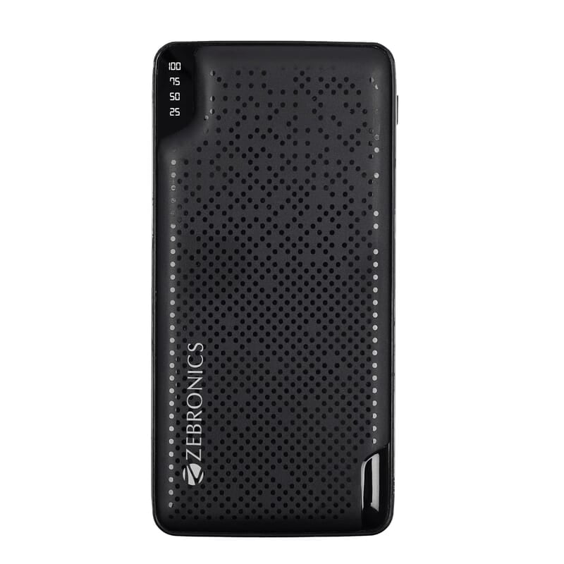 ZEBRONICS ME53 Power Bank, 10000 mAh, 10W, Dual USB Output, Type C & Micro USB Input, Built in Protections, Percentage LED Display, Included USB to Type C Cable