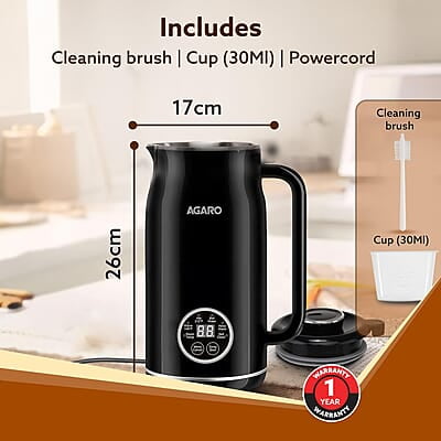 AGARO Regency Automatic Nut Milk Maker, Vegan Milk Machine, Make Vegan Milk From Nuts, Almonds, Soya, Oats etc, Boil Water, Juice, Cereals, Stainless Steel Body, 600ml, Black