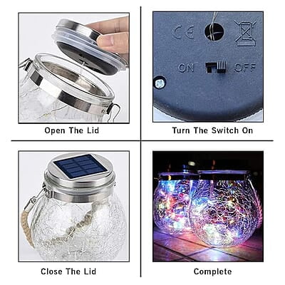 Solar Light Outdoor Lantern Hanging 20 led Jar Light Waterproof Crackle Glass Globe Garden Light for Party Solar Light Outdoor Lantern Hanging 20 led Jar Light Waterproof Crackle Glass Globe Garden Light for Party