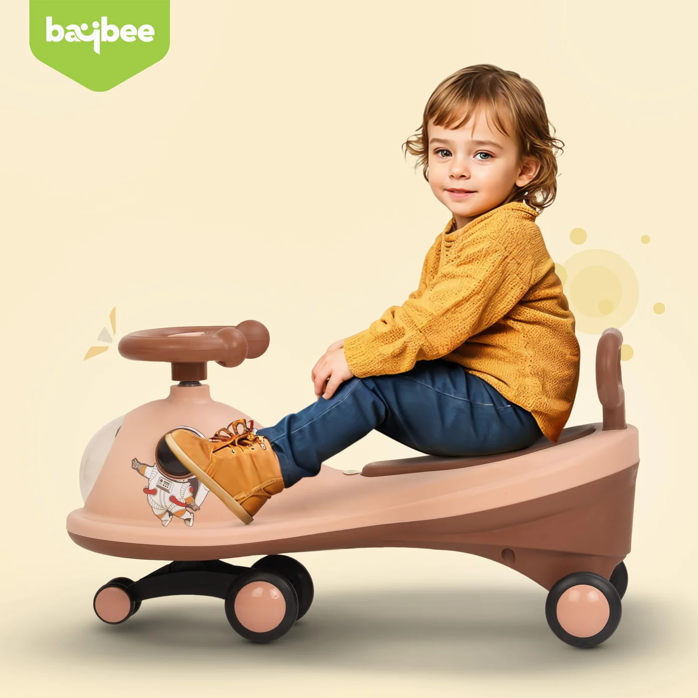 Baybee Astro Baby Swing Car for Kids-Light Orange