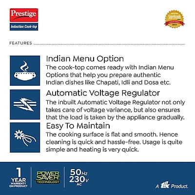 Prestige IRIS ECO 1200 W Induction Cooktop with Automatic Voltage Regulator