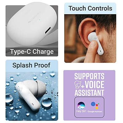 ZEBRONICS Beetles in-Ear Wireless Earbuds, Bluetooth v5.4, 22* Hours Backup, Environmental Noise Cancellation, Gaming Mode, Touch Control, Voice Assistant Support