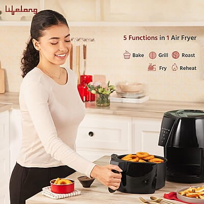 Lifelong Air Fryer  1 Year Warranty 1350W, 4.2L, Air Fryer for Home, Digital Air-Fryer with 6 Presets