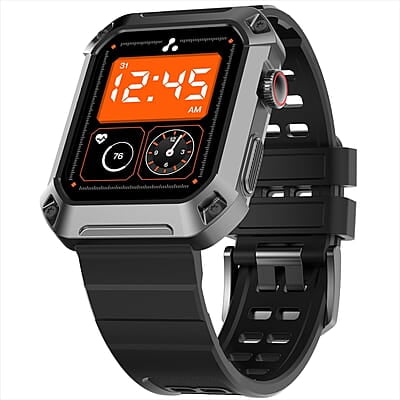 Ambrane 1.85" Uni Pair BT Calling Smartwatch, Rugged & Sporty Metal Body, 10 Days Battery, 500 NITS, 100+ Sports Mode with IP68, Sp02 Tracking, 100+ Watch Faces Stud