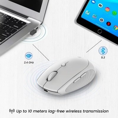Portronics Toad III Wireless Mouse with Bluetooth & 2.4 GHz Dual Connectivity, Rechargeable, 6 Buttons, Adjustable DPI, Silicon Grip & Ergonomic Design for PC, Laptop, Mac (White) Portronics Toad III Wireless Mouse with Bluetooth & 2.4 GHz Dual Connectivity, Rechargeable, 6 Buttons, Adjustable DPI, Silicon Grip & Ergonomic Design for PC, Laptop, Mac (White)