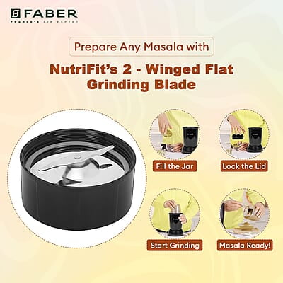 Faber Sportz Blender FSB 2-in-1 Nutrifit Nero 400W 2 PC Jar 500ML & 300ML