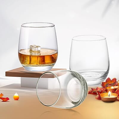 Treo by Milton Sphero On The Rocks Glass Tumbler,6 pc Set, 350 ml Each,Transparent