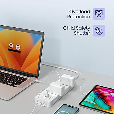 Portronics Power Plate 18 Extension Board with 3 Universal Power Sockets, 1500 Watts, 3 Meter Long Heavy-Duty Cord