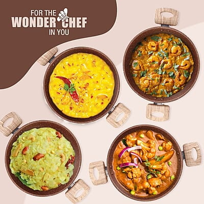 Wonderchef Duralife Die-cast 24 cm Kadhai with lid 5 Layer Healthy Duramax Non-Stick Coating 2.5 litres Wonderchef Duralife Die-cast 24 cm Kadhai with lid 5 Layer Healthy Duramax Non-Stick Coating 2.5 litres