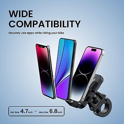 Portronics Mobike 4 Bike Phone Mount with 360° Rotational, Strong Hold for Bicycle, Motorcycle Compatible with 4.7 to 6.8 inch