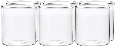 Borosil 205ml Set of 6 pcs Vision Glass Vision Transparent Drinking Glass | Borosilicate Glass Tumblers for Water, Cold Drinks, Juice| Flame Proof, Microwave & Dishwasher Safe, For Daily use & Gifting