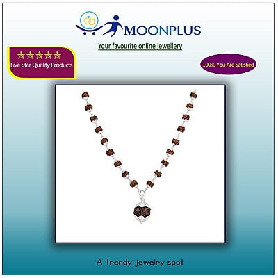 Silver Caped Rudraksha Mala/Chain with Rudraksham Pendent/Dollar