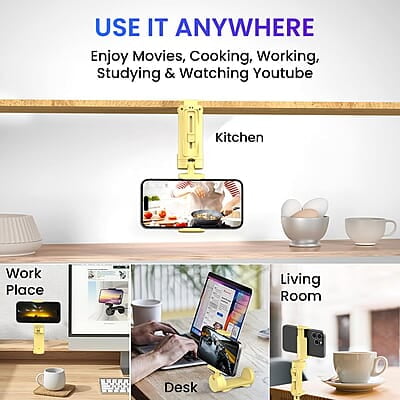 Portronics Mobot Clip Mobile Holder with 360° Adjustable Angles, Light Weight, Pocket Friendly, Mobile Stand for Table