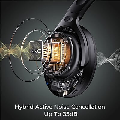 boAt Rockerz 551Anc Hybrid Active Noise Cancellation Over Ear Headphones with Up to 100H Playtime, ASAP Charge, Ambient Sound Mode &Dual Eq Modes, Enx Technology