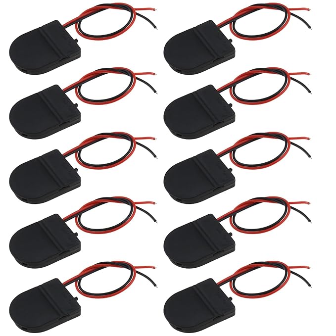 10PCS 3V 1 x CR2032 Battery Holder Coin Button Cell Battery Holder Case Socket Box with ON/Off Switch Lead Wire 26AWG Black 10PCS 3V 1 x CR2032 Battery Holder Coin Button Cell Battery Holder Case Socket Box with ON/Off Switch Lead Wire 26AWG Black