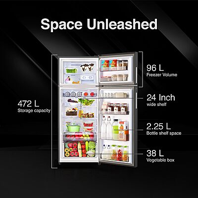 Godrej 472 L 2 Star With AI Tech, 95%+ Food Surface Disinfection with Nano Shield Technology