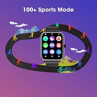 Roll over image to zoom in Zebronics DRIP Smart Watch with Bluetooth Calling, 4.3cm (1.69"), 10 Built-in & 100+ Watch Faces, 100+ Sport Modes, 4 Games, Voice Assistant, 8 Menu UI,