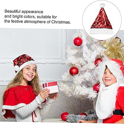Santa Claus Sparkle Caps (Red, 38 Cm X 38 Cm)