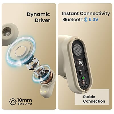 Portronics Harmonics Twins S16 in Ear Wireless TWS Earbuds with 24 Hrs Playtime Bluetooth 5.3v